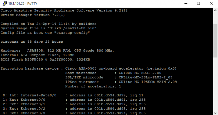 Putty on Cisco ASA